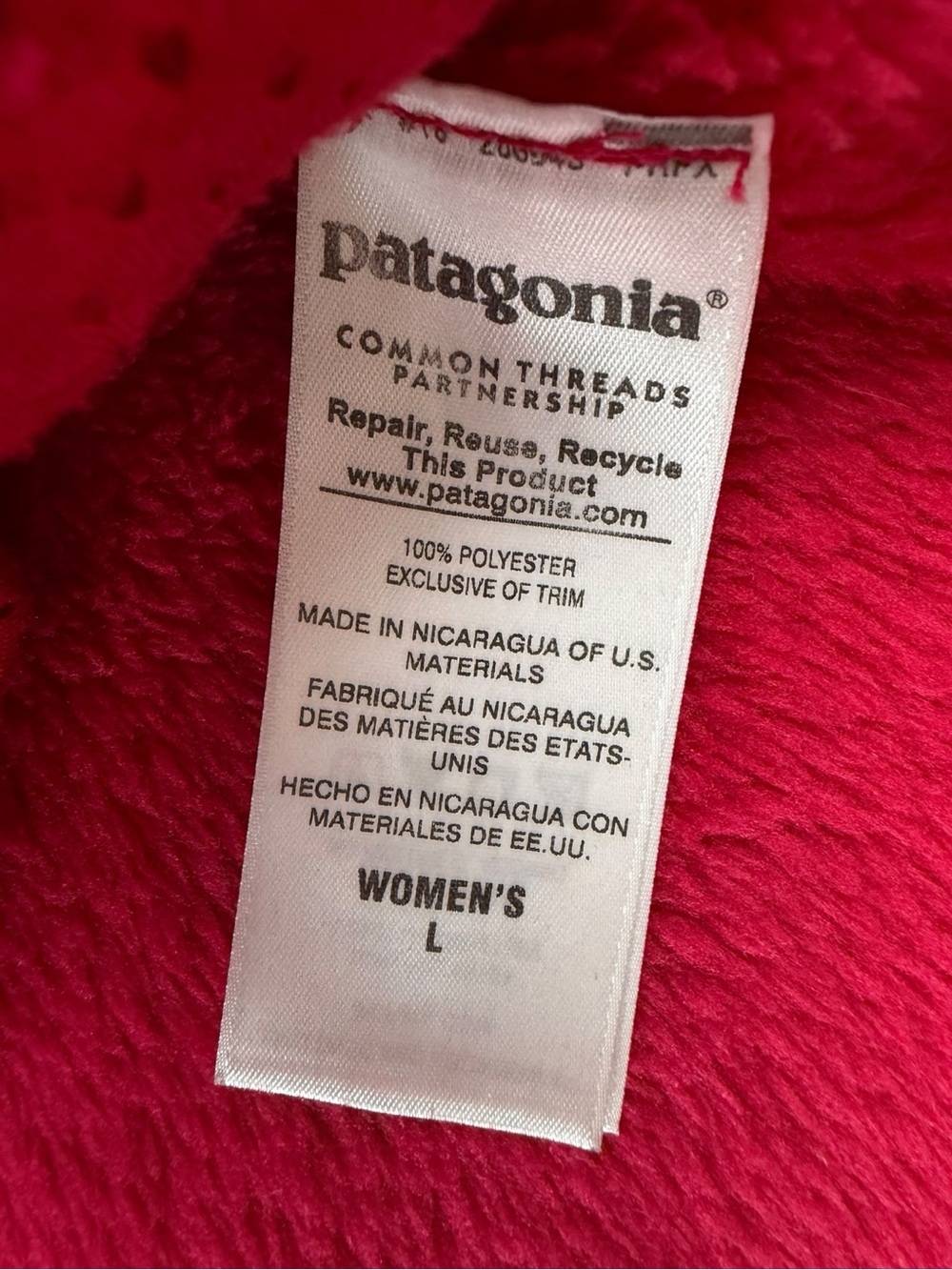 Patagonia Women’s Hot Pink Snap T Fleece Pullover Sweater Size L - Picture 4 of 7